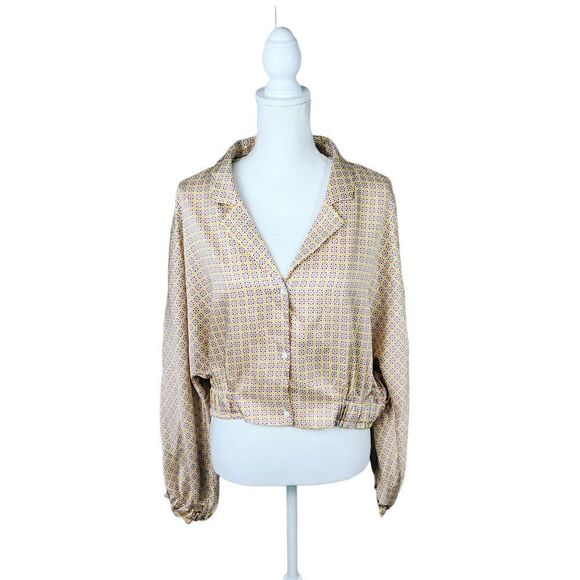 Zara Satin-Effect Blouse. Multi-Colored. XXL - Picture 1 of 12